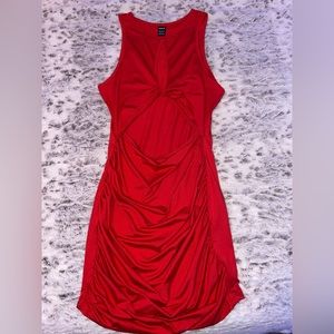 Twist Front Cut Out Rouched Bodycon Dress